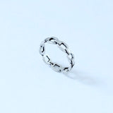 Sterling Silver Unisex Eternity Chain Link Ring, Silver Rings, Stackable Wedding Band
