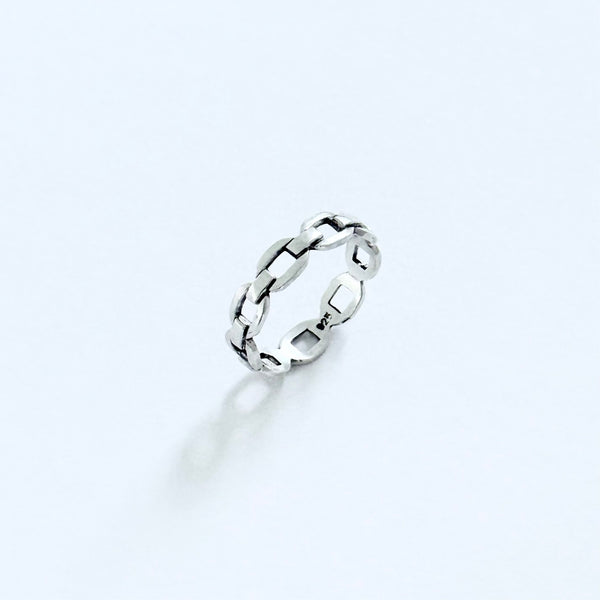 Sterling Silver Unisex Eternity Chain Link Ring, Silver Rings, Stackable Wedding Band