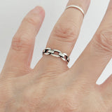 Sterling Silver Unisex Eternity Chain Link Ring, Silver Rings, Stackable Wedding Band