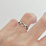 Sterling Silver Unisex Eternity Chain Link Ring, Silver Rings, Stackable Wedding Band