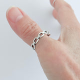 Sterling Silver Unisex Eternity Chain Link Ring, Silver Rings, Stackable Wedding Band