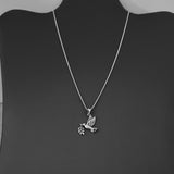 Sterling Silver Olive Branch and Dove Necklace, Silver Bird Chain, Religious Jewelry