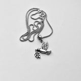 Sterling Silver Olive Branch and Dove Necklace, Silver Bird Chain, Religious Jewelry