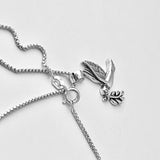Sterling Silver Olive Branch and Dove Necklace, Silver Bird Chain, Religious Jewelry
