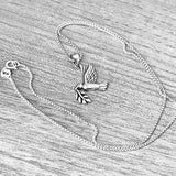 Sterling Silver Olive Branch and Dove Necklace, Silver Bird Chain, Religious Jewelry