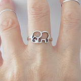 925 Sterling Silver Silhouette Elephant Ring | Dainty Spirit Animal Good Luck Silver Rings