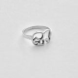 925 Sterling Silver Silhouette Elephant Ring | Dainty Spirit Animal Good Luck Silver Rings