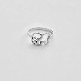 925 Sterling Silver Silhouette Elephant Ring | Dainty Spirit Animal Good Luck Silver Rings
