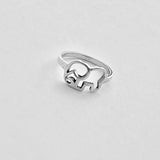 925 Sterling Silver Silhouette Elephant Ring | Dainty Spirit Animal Good Luck Silver Rings