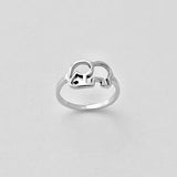 925 Sterling Silver Silhouette Elephant Ring | Dainty Spirit Animal Good Luck Silver Rings