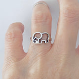 925 Sterling Silver Silhouette Elephant Ring | Dainty Spirit Animal Good Luck Silver Rings