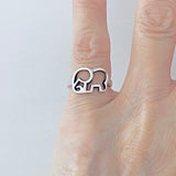 925 Sterling Silver Silhouette Elephant Ring | Dainty Spirit Animal Good Luck Silver Rings