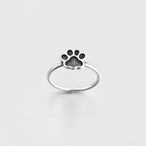 925 Sterling Silver Small Paw Print Ring | Dog Pet Animal Puppy Silver Rings