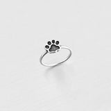 925 Sterling Silver Small Paw Print Ring | Dog Pet Animal Puppy Silver Rings