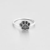 925 Sterling Silver Small Paw Print Ring | Dog Pet Animal Puppy Silver Rings