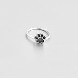 925 Sterling Silver Small Paw Print Ring | Dog Pet Animal Puppy Silver Rings