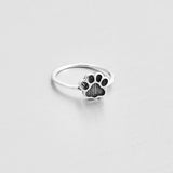 925 Sterling Silver Small Paw Print Ring | Dog Pet Animal Puppy Silver Rings