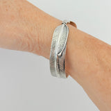 Sterling Silver Adjustable Unisex Feather Bangle, Cowboy Bracelet, Angels Wing Bangles