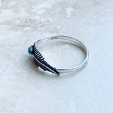 Sterling Silver Dainty Feather Ring with Turquoise, Bird Rings, Angels Wings