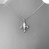 Sterling Silver Large Fleur De Lis Necklace, Silver Necklaces, Saints, Lily, France Chain