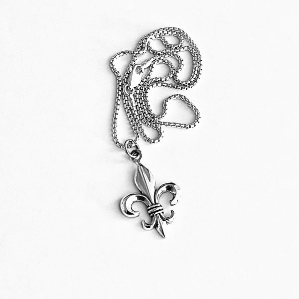 Sterling Silver Large Fleur De Lis Necklace, Silver Necklaces, Saints, Lily, France Chain