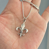 Sterling Silver Large Fleur De Lis Necklace, Silver Necklaces, Saints, Lily, France Chain