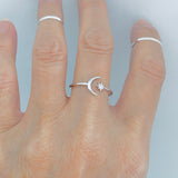 Sterling Silver Dainty Moon And Twinkle Star Ring | Celestial Silver Jewelry