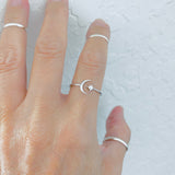 Sterling Silver Dainty Moon And Twinkle Star Ring | Celestial Silver Jewelry