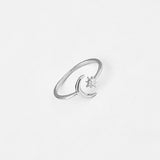 Sterling Silver Dainty Moon And Twinkle Star Ring | Celestial Silver Jewelry