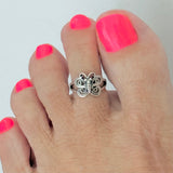 Sterling Silver Adjustable Butterfly Toe Ring, Boho Ring, Silver Ring, Spiritual Ring