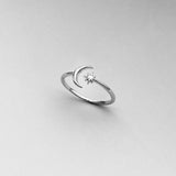 Sterling Silver Dainty Moon And Twinkle Star Ring | Celestial Silver Jewelry