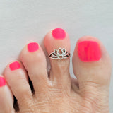 Sterling Silver Lotus Silhouette Toe Ring, Flower Ring, Lotus Ring
