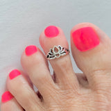 Sterling Silver Lotus Silhouette Toe Ring, Flower Ring, Lotus Ring