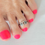 Sterling Silver Lotus Silhouette Toe Ring, Flower Ring, Lotus Ring