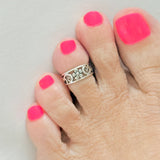 Sterling Silver Flower and Swirl Toe Ring, Silver Band, Flowers Jewelry