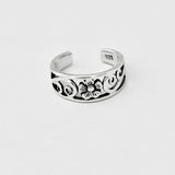 Sterling Silver Flower and Swirl Toe Ring, Silver Band, Flowers Jewelry
