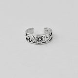 Sterling Silver Flower and Swirl Toe Ring, Silver Band, Flowers Jewelry