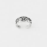 Sterling Silver Flower and Swirl Toe Ring, Silver Band, Flowers Jewelry