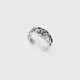 Sterling Silver Flower and Swirl Toe Ring, Silver Band, Flowers Jewelry