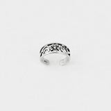 Sterling Silver Flower and Swirl Toe Ring, Silver Band, Flowers Jewelry