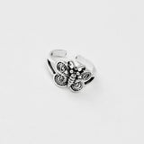Sterling Silver Adjustable Butterfly Toe Ring, Boho Ring, Silver Ring, Spiritual Ring
