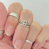 Sterling Silver Lotus Silhouette Toe Ring, Flower Ring, Lotus Ring