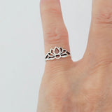 Sterling Silver Lotus Silhouette Toe Ring, Flower Ring, Lotus Ring