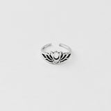 Sterling Silver Lotus Silhouette Toe Ring, Flower Ring, Lotus Ring