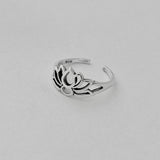 Sterling Silver Lotus Silhouette Toe Ring, Flower Ring, Lotus Ring