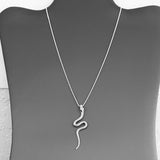 Sterling Silver Long Snake Necklace, Silver Animal Chain, Reptile Jewelry