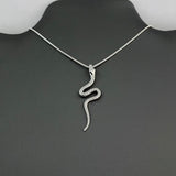 Sterling Silver Long Snake Necklace, Silver Animal Chain, Reptile Jewelry