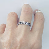 Sterling Silver Victorian Swirl Ring, Filigree Band, Stackable Wedding Jewelry