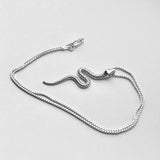 Sterling Silver Long Snake Necklace, Silver Animal Chain, Reptile Jewelry