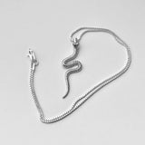 Sterling Silver Long Snake Necklace, Silver Animal Chain, Reptile Jewelry